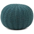 thumbnail image 1 of Pouf Rond Bohème en Tricot à la Main Shelby en Coton Sarcelle, 1 of 5