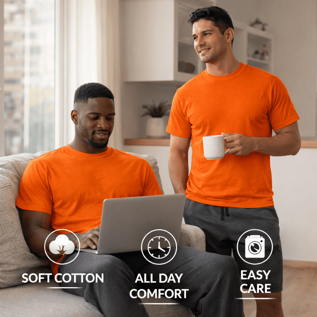 SOCKS'NBULK Mens Cotton Crew Neck Short Sleeve T-Shirts Mix Colors Bulk Pack (24 Pack Orange Solid, 3X-Large, 3X_l)