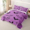 thumbnail image 3 of Homewish Halloween Bat Bed Spread Queen,Silhouette Pattern Queen Coverlet Set,Bright Purple Black,3pcs, 3 of 7