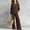 Coffee, variant on Morttic Women's Casual Loose Two-Piece Set Long Sleeve Round Neck Top & Elastic Waist Wide-Leg Pants with Pockets Wine Red,S