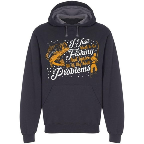 Bass No Problems When Fishing Hoodie Men -Image by Shutterstock, Male x-Large