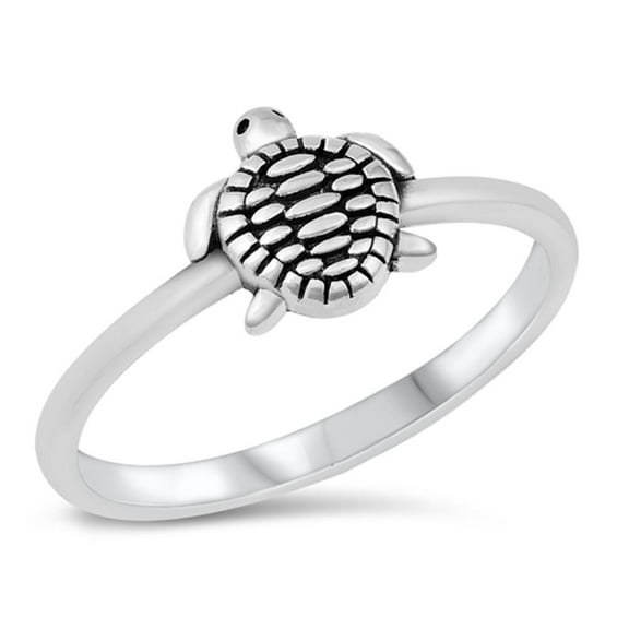 Cute Turtle Nature High Polished Ring .925 Sterling Silver Band Jewelry Female Male Unisex Size 5
