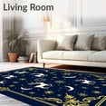 thumbnail image 2 of ODIKA 5'x7' Machine Washable Non-Slip Area Rug, Joyful Reindeer Sleigh Half Round Starry Night High Traffic Rug, Blue, 617814, 2 of 7