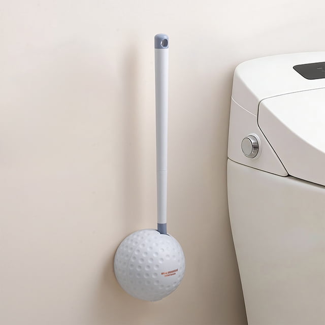 Golf Ball Shaped Wall Mounted Toilet Brush Double Sided Silicone Toilet Scrubbers For Bathroom