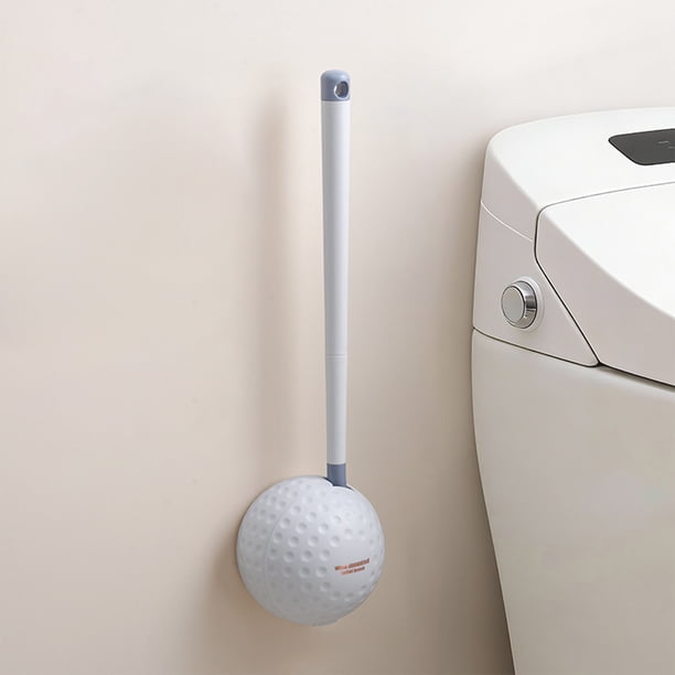Golf Ball Shaped Wall Mounted Toilet Brush Double Sided Silicone Toilet Scrubbers For Bathroom