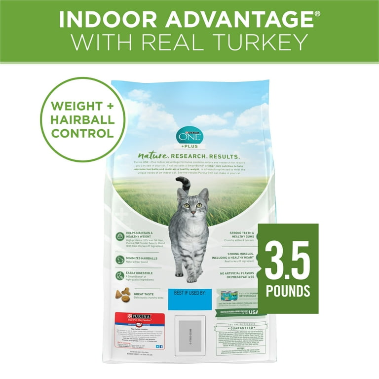 Purina ONE +Plus Indoor Advantage with Real Turkey Weight-Control & Hairball Adult Dry Cat Food Purina ONE +Plus Indoor Advantage with Real Turkey Weight-Control & Hairball Adult Dry Cat Food