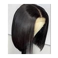 thumbnail image 4 of Peluca europea americana, pelo corto y liso, corte medio, estilo bobo negro, pelo corto y liso, 4 of 5