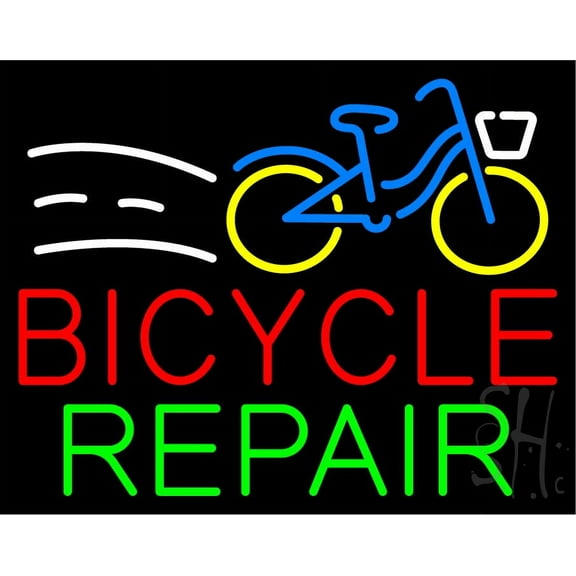 Bicycle LED Neon Sign 24 x 31 - inches, Clear Edge Cut Acrylic Backing, with Dimmer - Bright and Premium built indoor LED Neon Sign for automotive store, and mall.