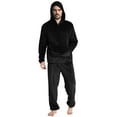 thumbnail image 3 of Men Flannel Pajamas Set Lightweight Soft Winter Warm Cozy Pjs Sleepwear Long Sleeve Pullover Hooded Lounge Pants Loungewear with Kangaroo Pocket (Black, XXXL), 3 of 9