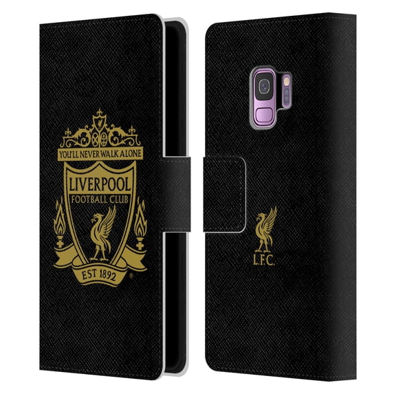 Head Case Designs Officially Licensed Liverpool Football Club Crest 1 Black 3 Leather Book Wallet Case Cover Compatible with Samsung Samsung Galaxy S9