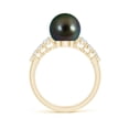 thumbnail image 2 of ANGARA Tahitian Cultured Pearl Ring with Graduated Diamonds in 14K Yellow Gold for Women | June Birthstone, Birthday, Anniversary, Jewelry Gift for Women | Pearl Ring, 2 of 8
