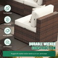 thumbnail image 6 of Clouddwell 8 Piece Outdoor Patio Furniture Set, Wicker Rattan Patio Sectional Sofa Sets with Fire Pit Table, Off White, 6 of 7