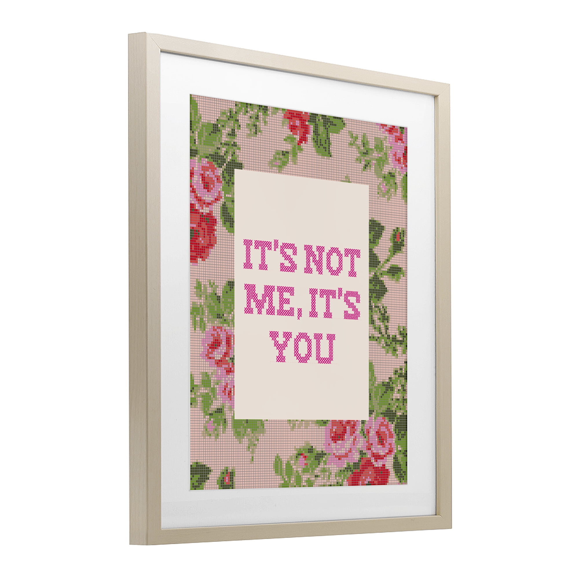 Stupell Industries Not Me It's You Faux Cross Stitch Birch Framed Print Under Glass, design by Lil' Rue