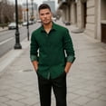 thumbnail image 6 of Green Dress Shirts for Men Casual Long Sleeve Inner Contrast Button Up Shirt Formal Business XL, 6 of 8