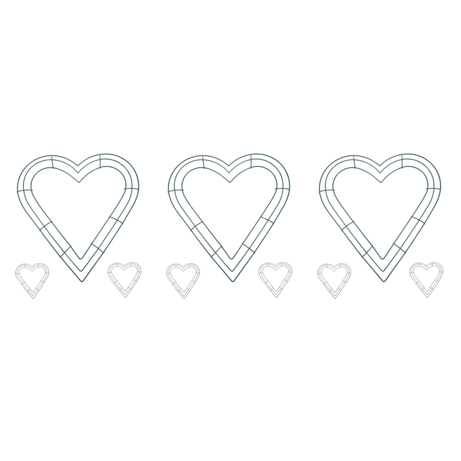3 Pieces Heart Wreath Forms Valentines Floral Wire Making Rings