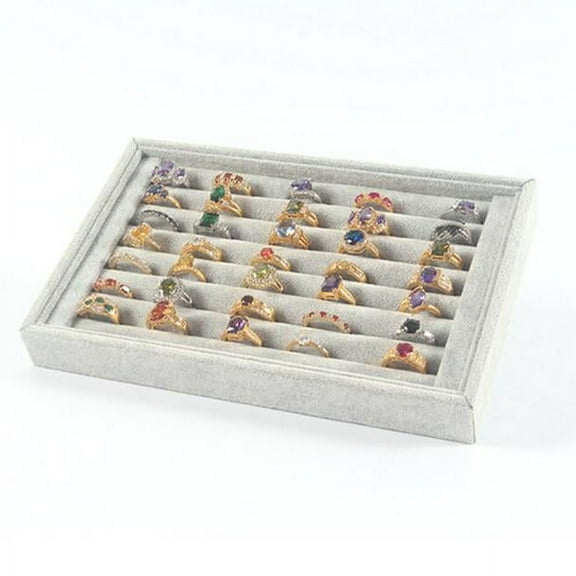 Kiplyki Jewelry Rings Display Tray Velvet About 50 Slot Case Box Jewelry Storage Box