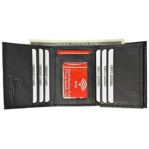 RFID Blocking Men's Leather Classic Trifold Wallet with BOX RFID 1107 BOX