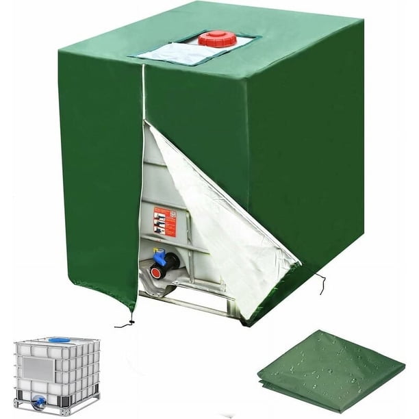Funda para IBC, impermeable, anti-UV, protección para todo tipo de clima con tela Oxford 420D para tanque de agua al aire libre de 1000 l, prevención de algas, fácil almacenamiento, correas