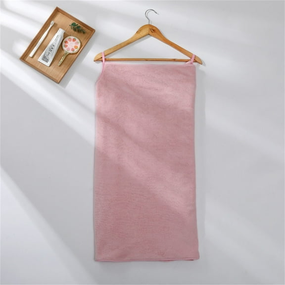 EGYMEN Coral Velvet Bath Towel, Soft Wearable Bath Wrap for Women, Absorbent Sling Bathrobe, Quick Dry Spa Towel with Adjustable Straps(Pink)