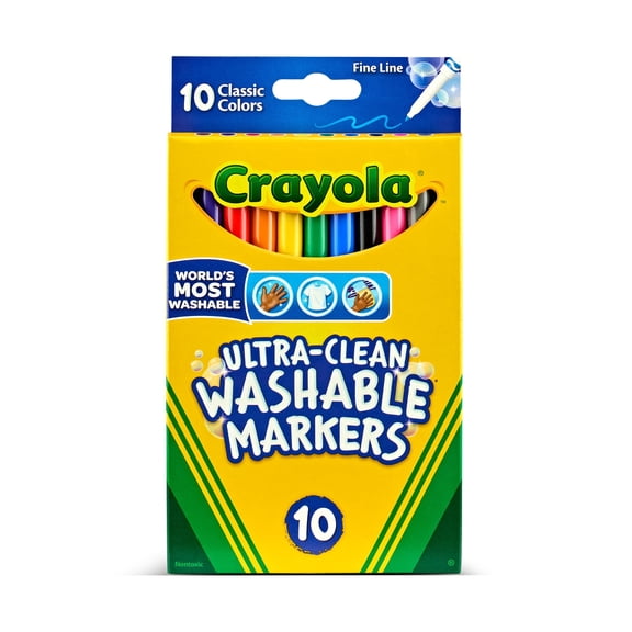 Crayola 10ct Ultra-Clean Washable Fine Line Markers, Assorted Colors, 24 Pack, Bulk School Supplies