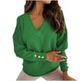 thumbnail image 2 of Vetsdori Green Sweaters for Women Casual Pullover Cotton Long Sleeve Warm Solid Color Plus Size Womens Tops Loose, 2 of 3