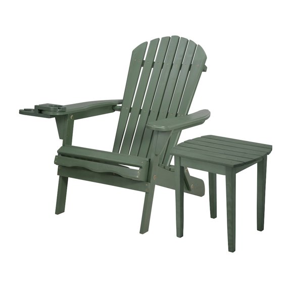 Jiallo Foldable Adirondack Chair With Cup Holder With End Table