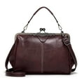 thumbnail image 1 of YOPTOP Chic Retro Kiss-Lock Purse - Compact Faux Leather Handbag With Versatile Removable Strap for All Occasions,Coffee,28cmX6cmX22cm, 1 of 7