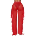 thumbnail image 3 of Mxiqqpltky Women Mesh Sheer Ruffle Cover Up Pants, 3 of 5