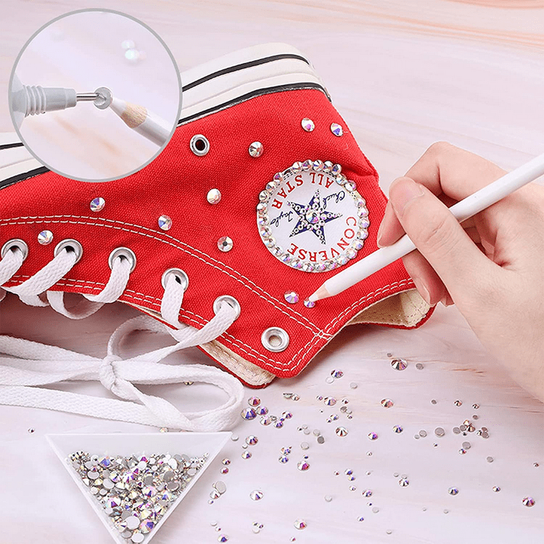 Bedazzler kit with Rhinestones Flatback Pearl Beads for Crafts with Glue,  Flat Back Half Pearls Jewels Gems Crystal for Crafting Clothes Shoes Makeup