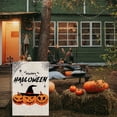 thumbnail image 4 of Happy Halloween Garden Flag 12.5 x 18 Inch Double-Sided Burlap Fall Pumpkin Garden Flag,Scary Pumpkin Holiday House Flags for Indoor Outdoor Jack O Lantern Pumpkin Yard Decor, 4 of 6