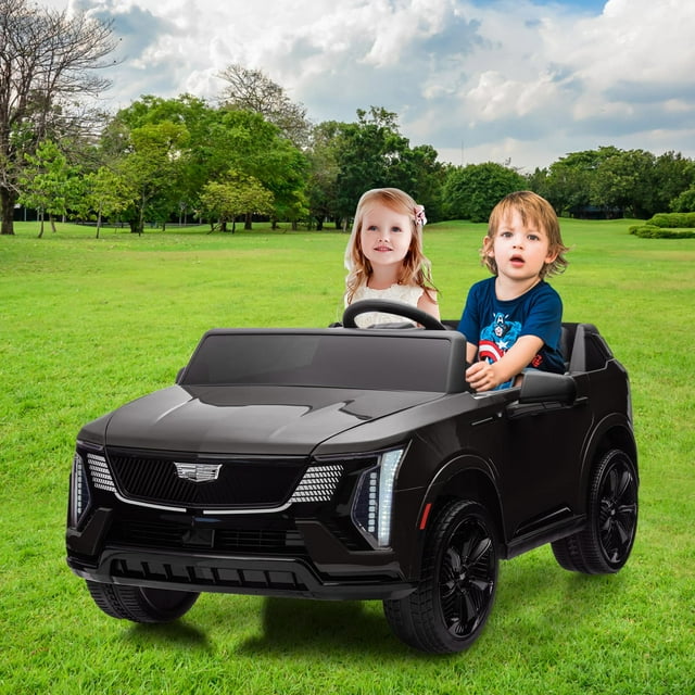 GloryStar 24V 2-Seater Kids Ride-On Car with Remote Control, Licensed Cadillac Electric Ride On Truck for Toddlers, 4-Wheel Vehicle with Spring Suspension, Music & LED Lights