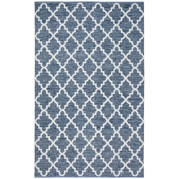 SAFAVIEH Montauk Giovanni Geometric Area Rug, Navy/Ivory, 5' x 8'