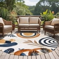 thumbnail image 4 of Round Area Rug 5ft Mid Century Abstract Geometric Area Rugs Washable Low Pile Floor Carpet for Bedroom, Boho Leaves Nordic Arch Sun Non Slip Soft Rugs for Living Room Entryway Dining Room, 4 of 9
