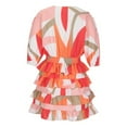 thumbnail image 4 of Guzom Dresses for Women 2023- Elegant Holiday Long Sleeve V-Neck Spring and Summer Mini Dresses Orange S, 4 of 8