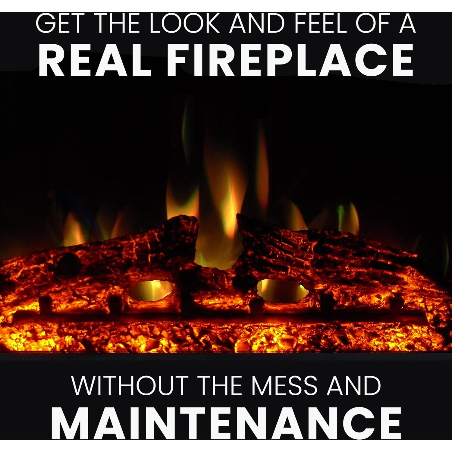 Cambridge 62-in. Summit Farmhouse Style Electric Fireplace Mantel with Deep Log Insert, White
