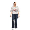 No Boundaries Juniors and Juniors Plus Cropped Graphic Tee with Short