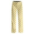 thumbnail image 4 of Byoo Toddler Girls Plaid Print Sleepwear Trousers Elastic Waist High Rise Pants Comfortable Soft Loungewear,Light Yellow, 4 of 4