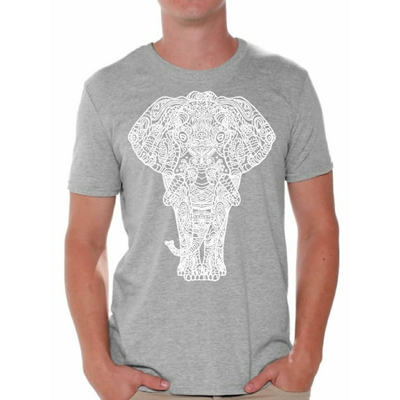 Awkward Styles Elephant T Shirt for Men Patterned Shirts for Men Men's Fashion Collection Tracery Tshirt for Dad Indian Pattern T-Shirt for Men Gifts for Husband Elephant Shirts Animal T-Shirt