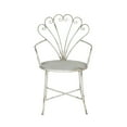 thumbnail image 2 of A&B Home Distressed White Iron Chair with Ornate Fan-Like Backrest - 24.5x22x38", 2 of 7