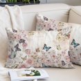 thumbnail image 2 of Vintage Pink Flowers Pillow Covers 16"x24", Spring Floral Butterfly Retro Art Soft Brushed Microfiber Breathable Throw Pillow Covers, Decorative Pillowcase with Zipper for Couch Sofa Bedroom, 2 of 9