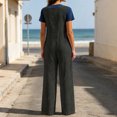 thumbnail image 5 of FRSASU Women's Sleeveless Wide‑Leg Jumpsuit Relaxed Fit Button‑Down Front Overall Jumpsuit with Big Side Pockets Dark Gray, 5 of 6