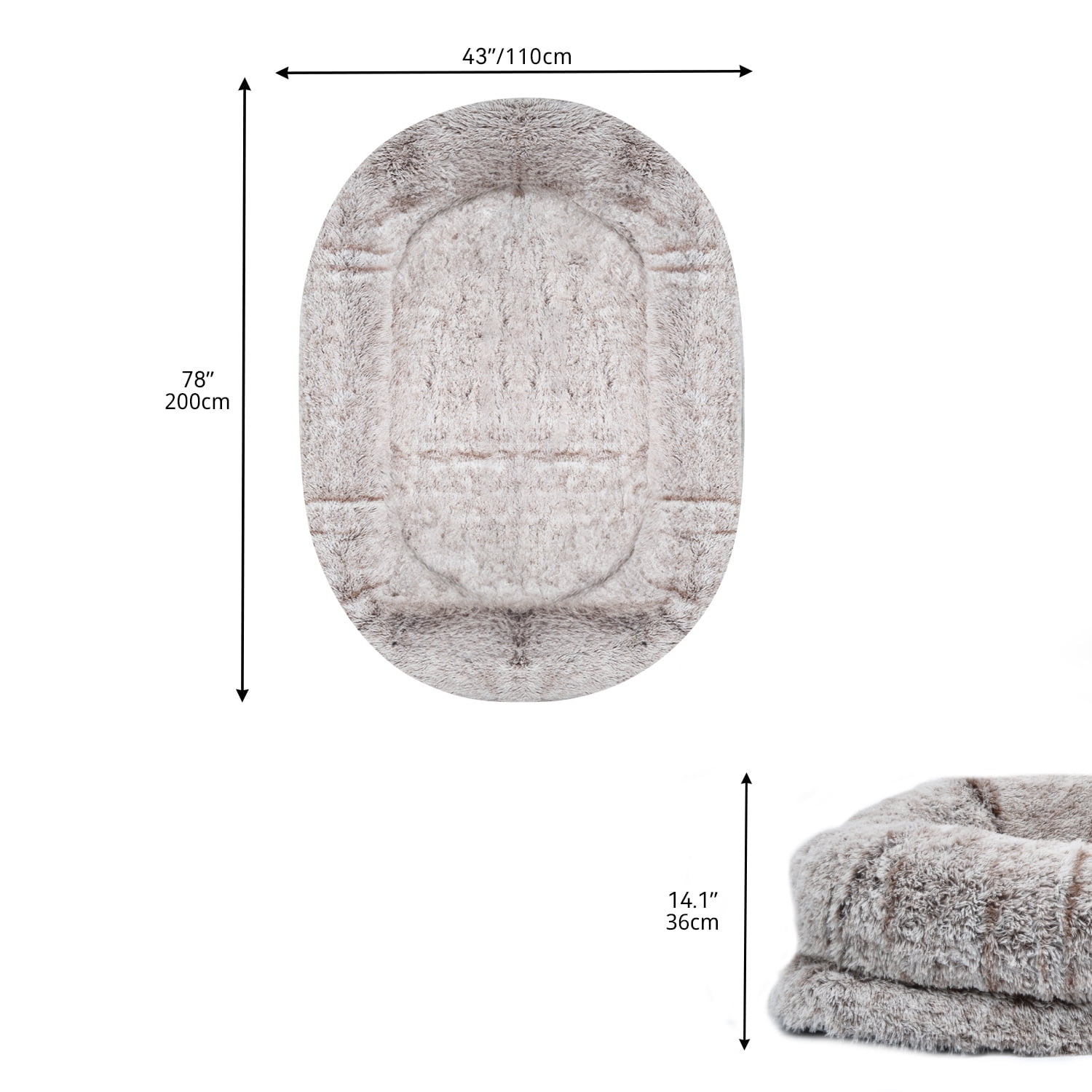 Uforic Oversized 79"x43" Human Dog Bed with Memory Foam, Pillow & Blanket, Washable Dark Brown Fur Cover