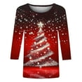 thumbnail image 4 of Holiday Gifts! Titcea Christmas Shirts for Women 3/4 Sleeve Crewneck Glitter Xmas Tree Print Pullover Christmas Sweaters 2024 Fashion Casual Tops, 4 of 4
