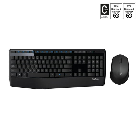 Logitech MK345 Wireless Keyboard and Mouse Combo - Full-Sized Keyboard with Palm Rest