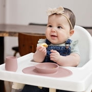 ezpz First Foods Set (Sage) - 100% Silicone Suction Bowl, 2oz Cup, Tiny Spoons - Designed by a Pediatric Feeding Specialist - 6 Months+
