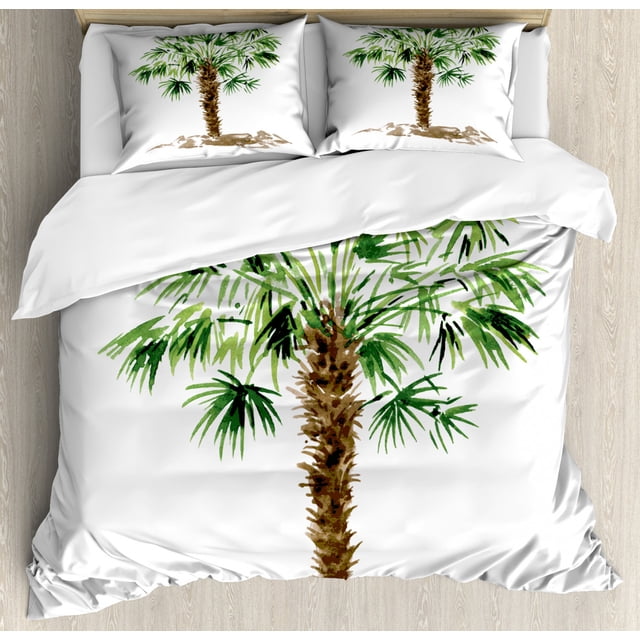 Tropical Palm Leaves Hawaiian Pattern Print Duvet Cover Bedding Set main image 1