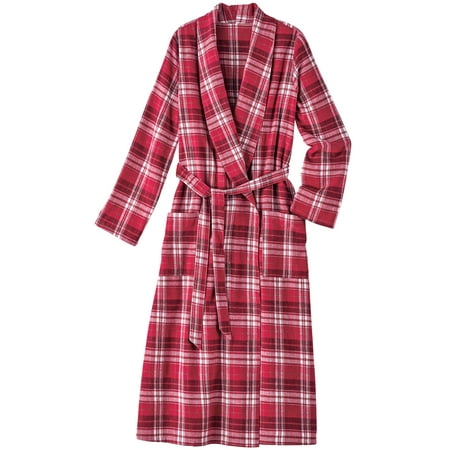 

AmeriMark Women s Ankle Length Long Sleeve Flannel Robe with Pockets Red 1X
