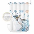 thumbnail image 2 of Coastal Turtle No Hook Shower Curtain Waterproof, Bathroom Curtains with Snap in Liners and See Through Top Window, Blue Ocean Coral Starfish Seagrass Hotel Style Bathtub Curtains Shower 72"Wx84"L, 2 of 8