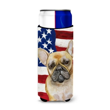 Carolines Treasures BB9688MUK French Bulldog Patriotic Michelob Ultra Hugger for slim cans  Slim Can multicolor