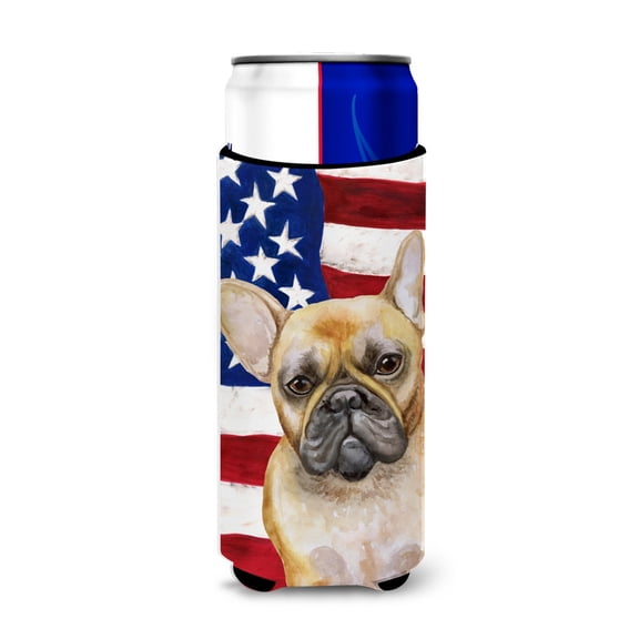 Carolines Treasures BB9688MUK French Bulldog Patriotic Michelob Ultra Hugger for slim cans  Slim Can multicolor